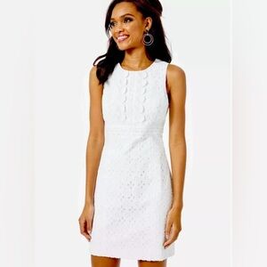 Lilly Pulitzer Railee Resort White Floral Cross Eyelet
Shift Dress. Size 4